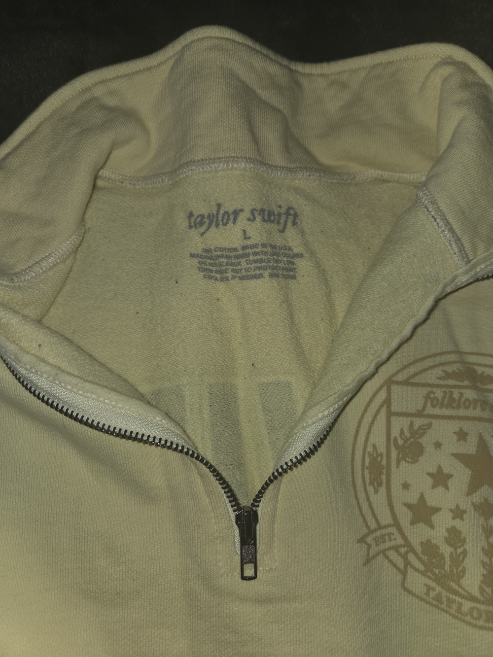 Taylor Swift Pale Yellow Half-Zip Pullover with Crest